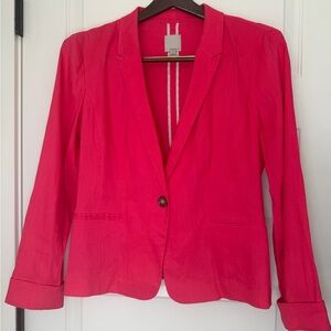 Halogen Hot Pink Linen Single-Button Blazer Jacket Size L